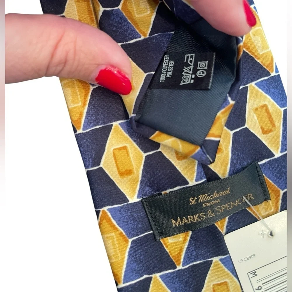 💙💛NWT Marks & Spencer Blue and Gold Geometric Tie.